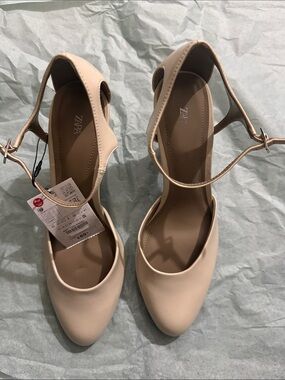 Zara Neutral Cream Ankle-Strap Heels
